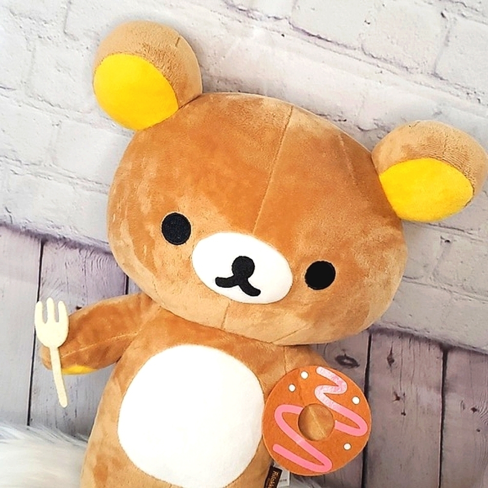 Rilakkuma Bear with Donut & Fork 15" Plush by San-X RARE Harajuku Japanese Anime - Picture 3 of 14
